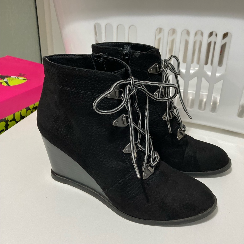 Black Wedge Ankle Boots